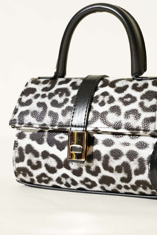 Sac à main magnétique, imprimé léopard, noir