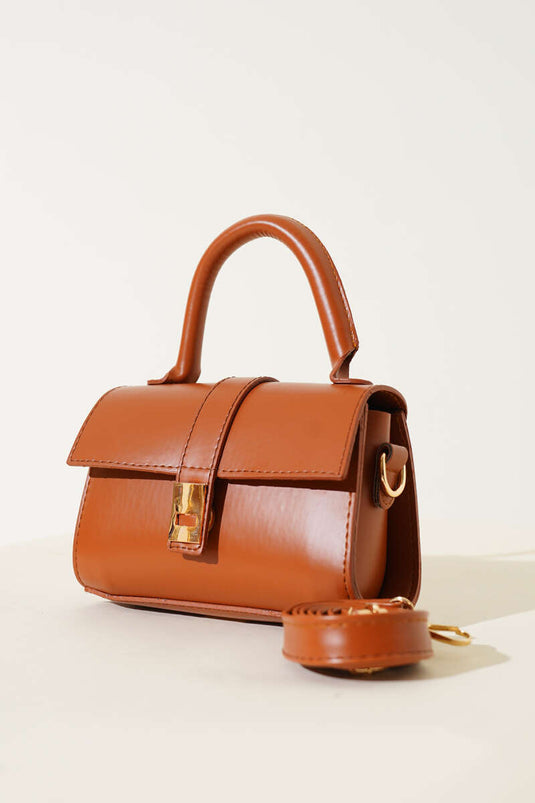 Mıknatıslı El Çantası Taba