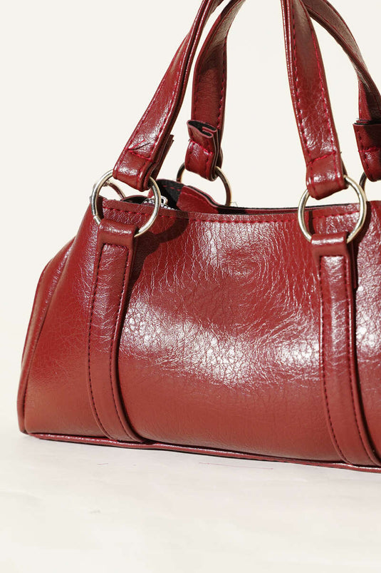 Mıknatıslı Fermuarlı Çanta Bordo