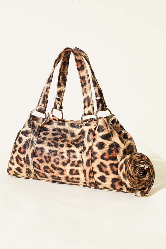 Mıknatıslı Fermuarlı Çanta Leopar