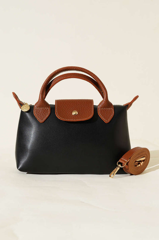 Mıknatıslı Kısa Kulplu Çanta Siyah Taba