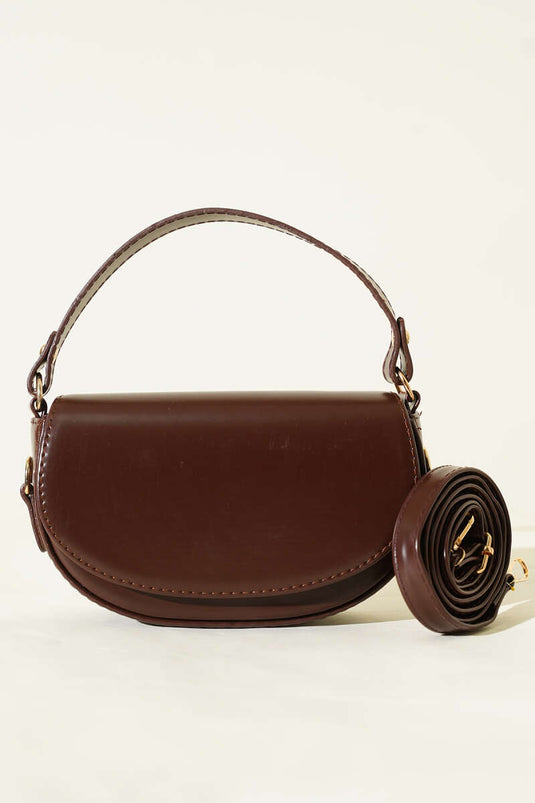 Magnetic Oval Handbag Dark Brown