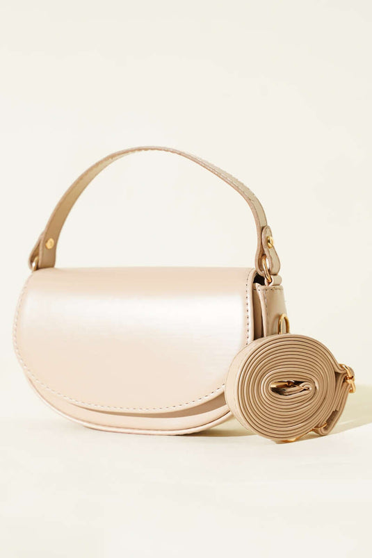 Mıknatıslı Oval El Çanta Bej