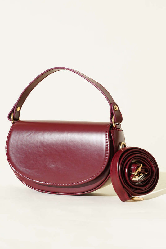 Mıknatıslı Oval El Çanta Bordo