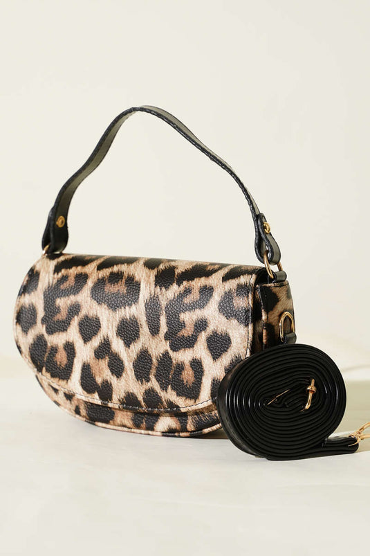 Mıknatıslı Oval El Çanta Leopar