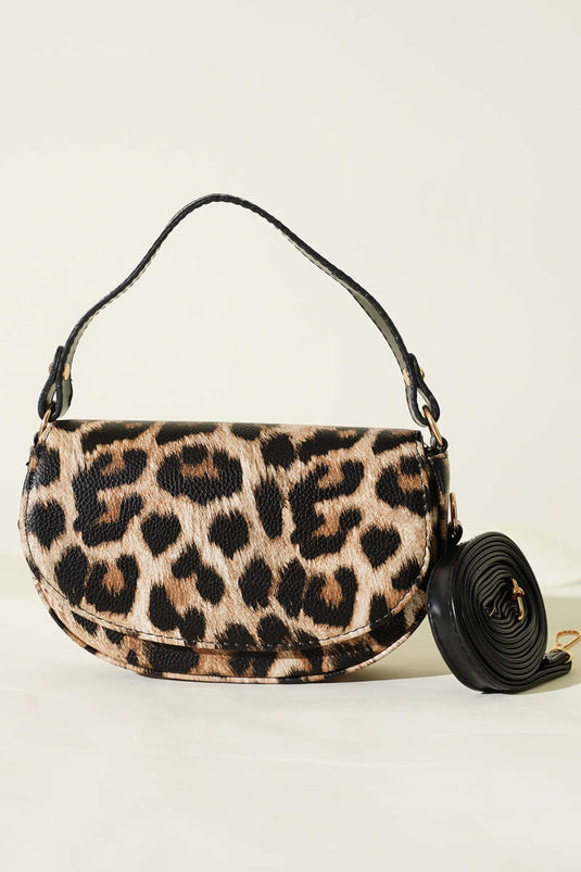 Mıknatıslı Oval El Çanta Leopar