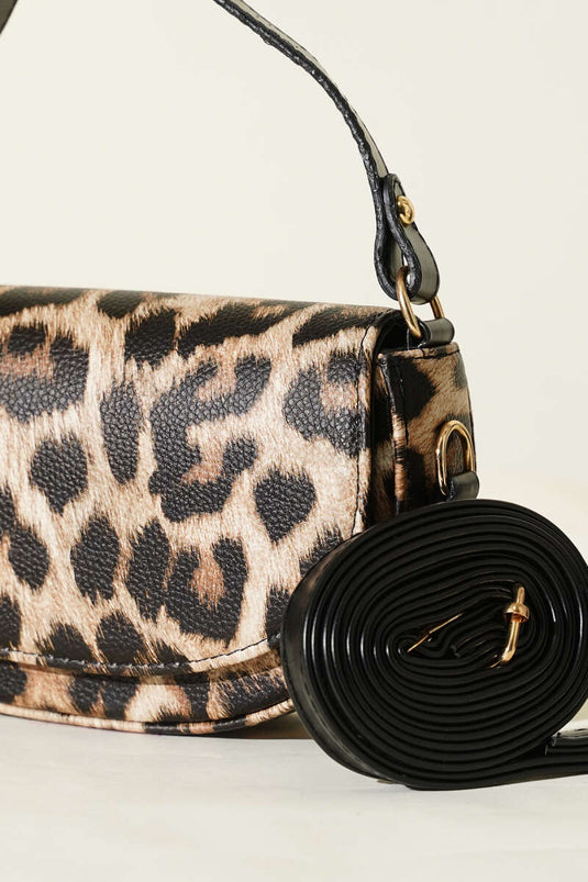 Mıknatıslı Oval El Çanta Leopar