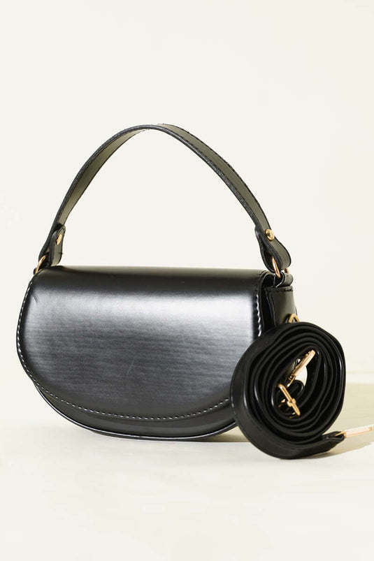 Magnetic Oval Handbag Black