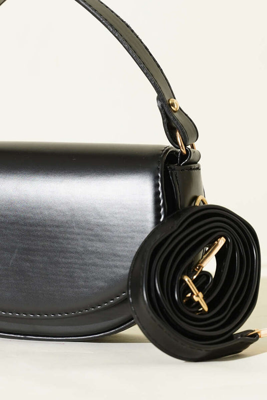 حقيبة يد بيضاوية مغناطيسية سوداء