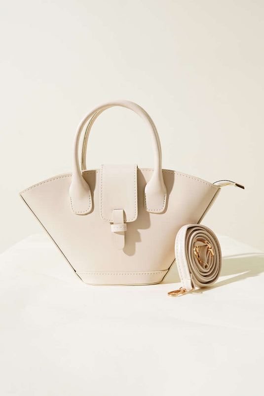 Magnetic Triangle Handbag, Cream