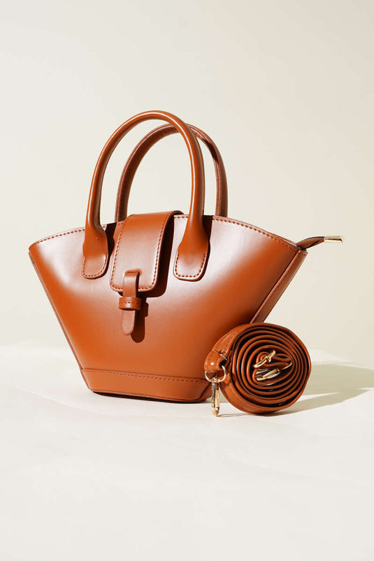 Magnetische Dreieckshandtasche, Hellbraun