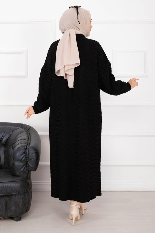 كارديجان مينا طويل محبوك بياقة شال أسود