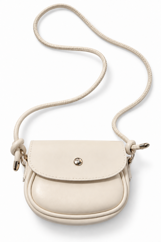 Mini Borsa Crema Con Bottoni E Tracolla