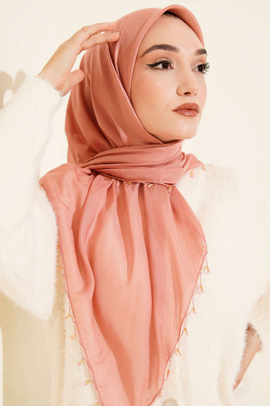 Mini Beaded Scarf, Rose Pink