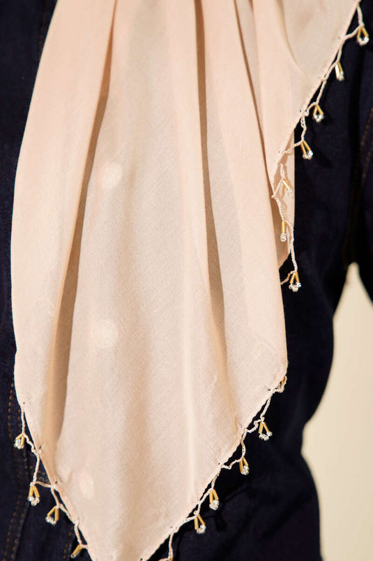 Mini Beaded Detail Scarf Latte