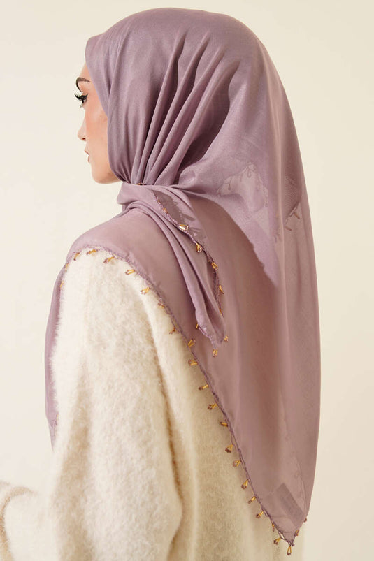 Mini-Schal mit Perlenverzierung, Flieder