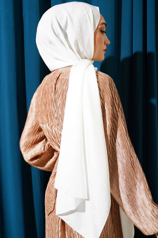 Mini Çiçekli Jakar Şal Beyaz -09