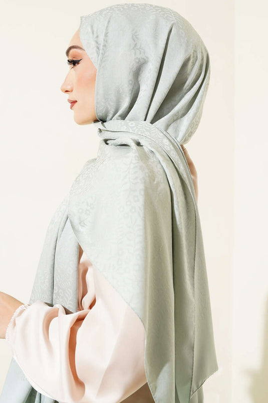 شال جاكار صغير بنقشة الزهور أخضر -87