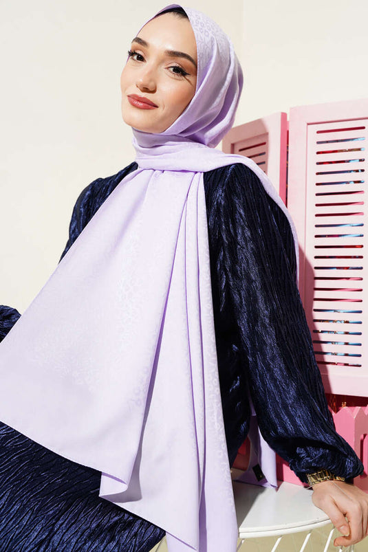 شال جاكار صغير بنقشة الزهور ليلك -113