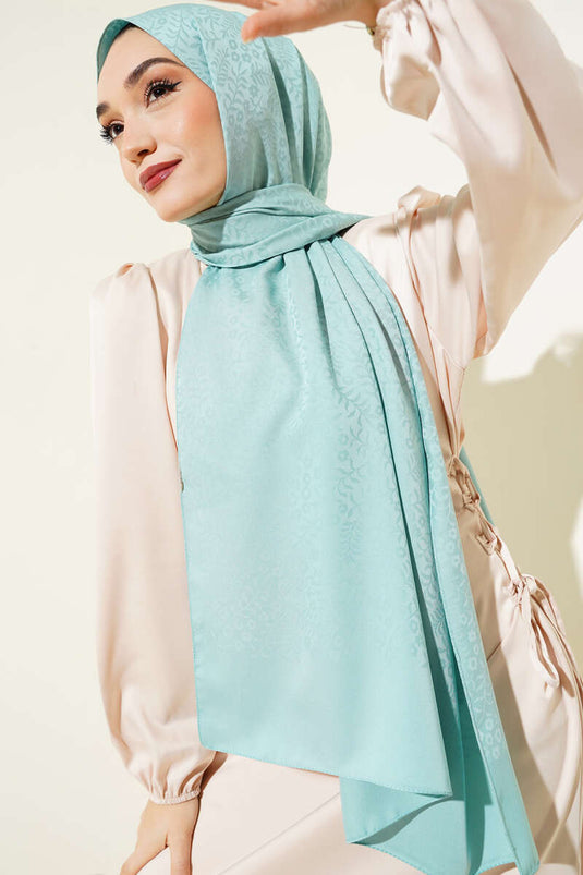 Mini Floral Jacquard Shawl Mint -134