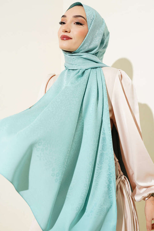 Mini Floral Jacquard Shawl Mint -134