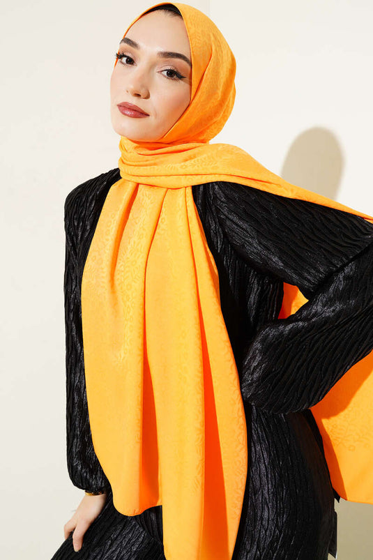 شال جاكار صغير بنقشة الزهور برتقالي -135