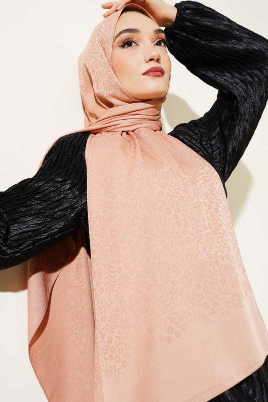 شال جاكار صغير بنقشة الزهور والقرفة -18