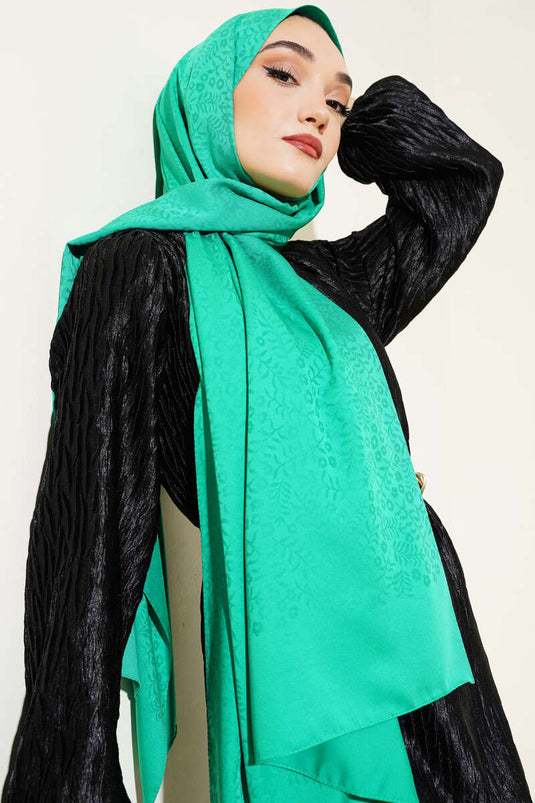 Mini Flower Jacquard Scarf Green -114