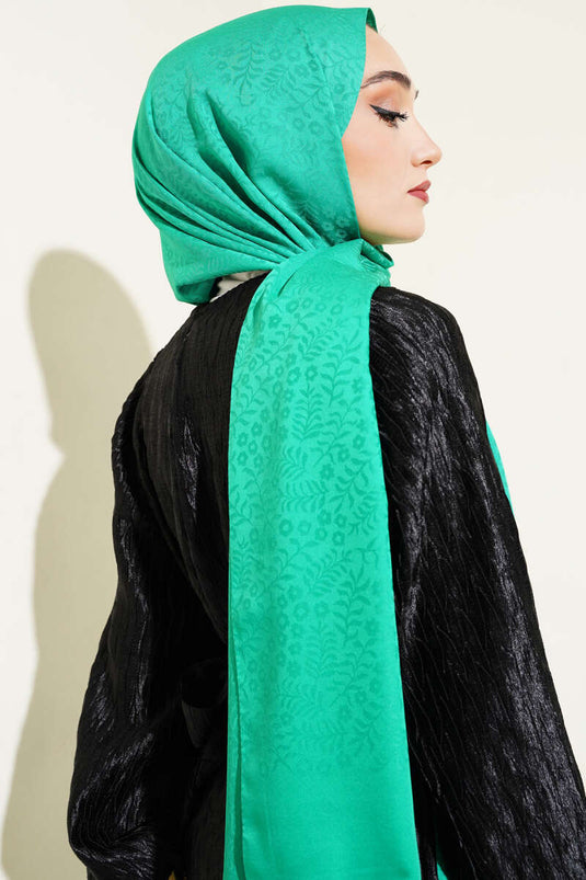 Mini Flower Jacquard Scarf Green -114