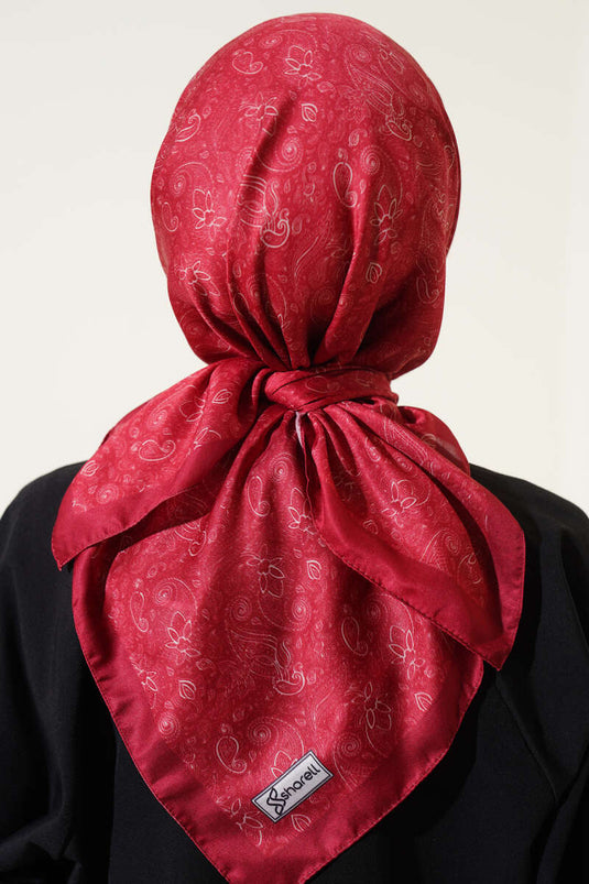 Mini Çiçekli Soft Eşarp Kırmızı