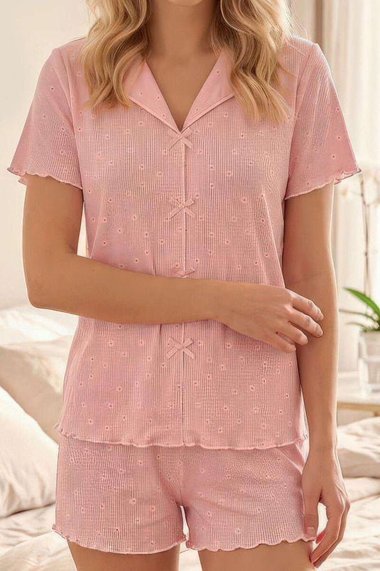 Ensemble de pyjama court à petites fleurs rose
