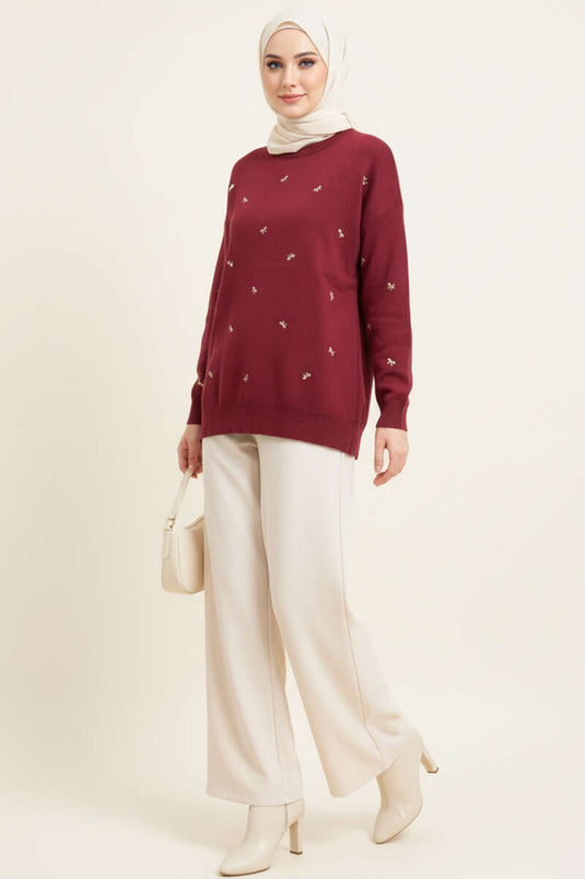 تونيك تريكو صغير بيافيوكلو بلون بوردو