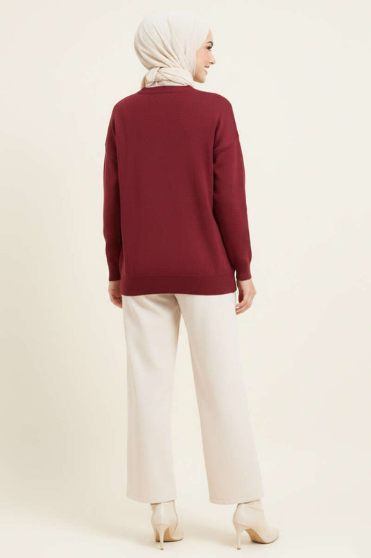 تونيك تريكو صغير بيافيوكلو بلون بوردو