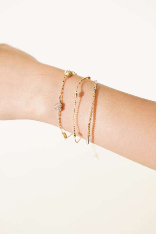 Bracciale Mini Cuore Con Decorazioni Dorate