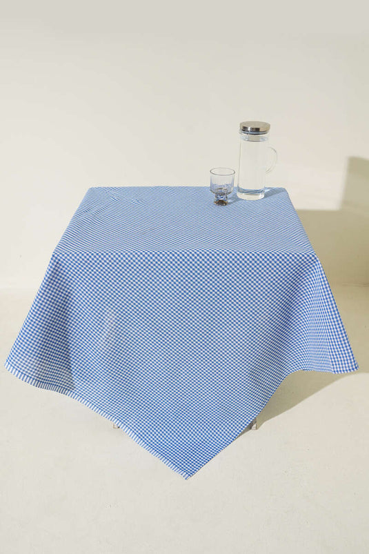 Mini Kareli Piknik Örtüsü Mavi