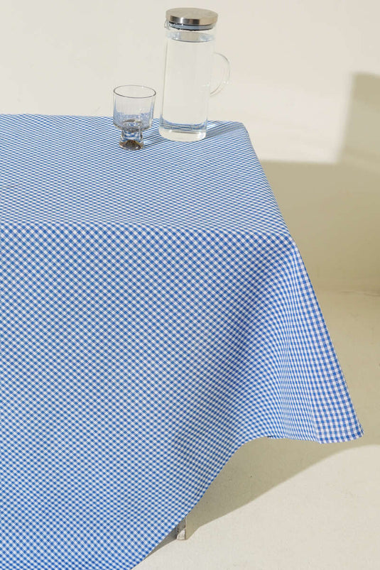 Mini Kareli Piknik Örtüsü Mavi