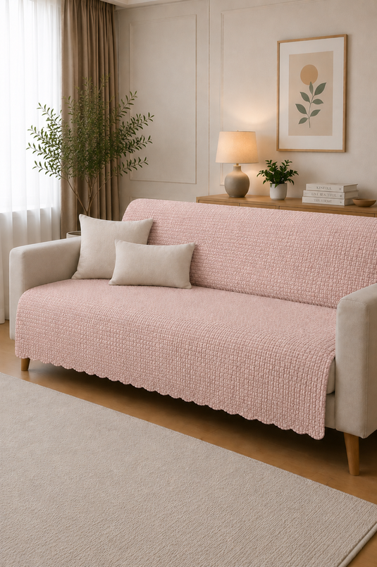 Housse de canapé mini motif brique rose