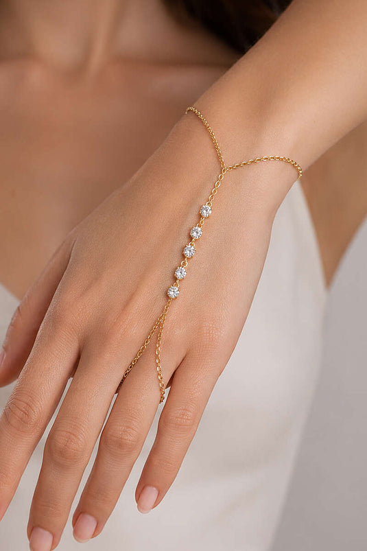 Mini Oval Stone Detailed Şahmeran Gold