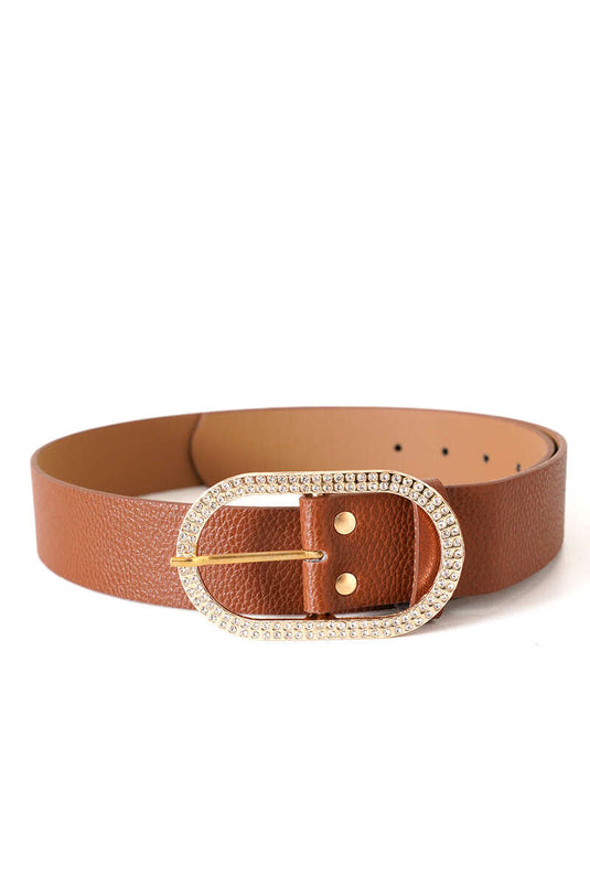 Mini Diamond Buckle Belt Tan