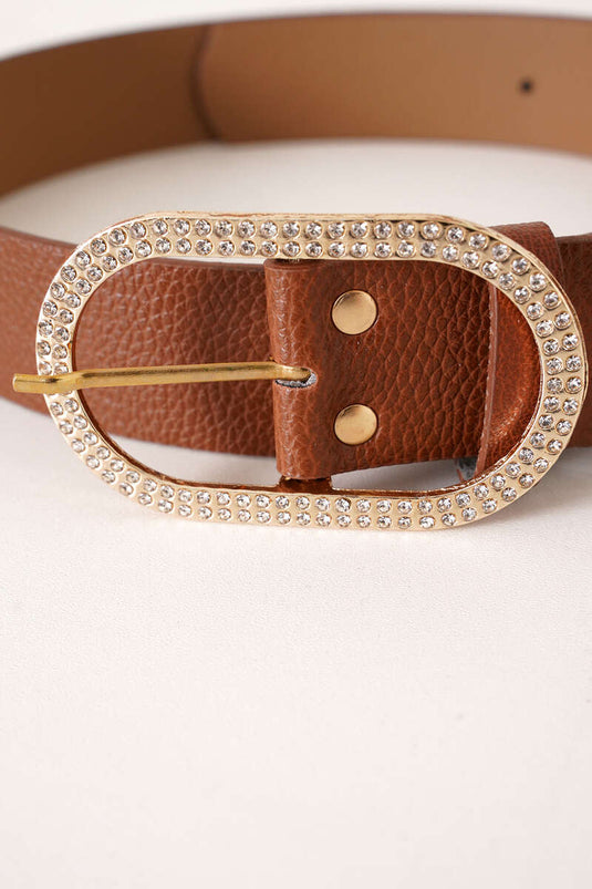 Mini Diamond Buckle Belt Tan