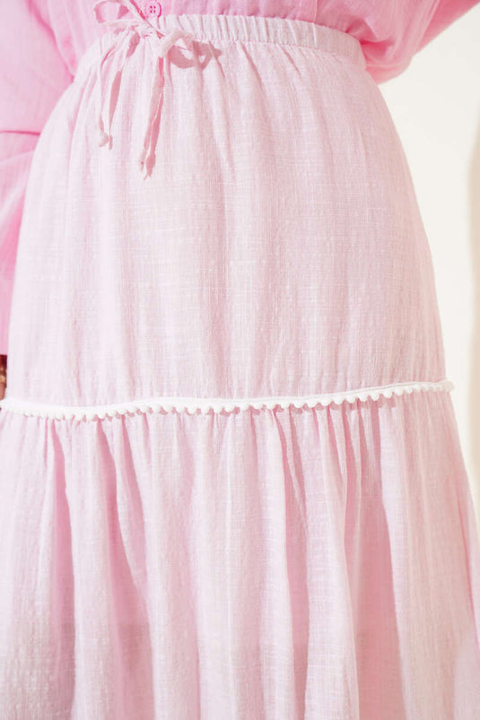 Mini-Rock mit Pompom-Detail Rosa