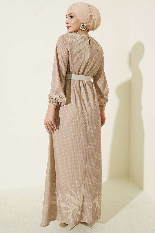 Robe Beige À Pois Mini