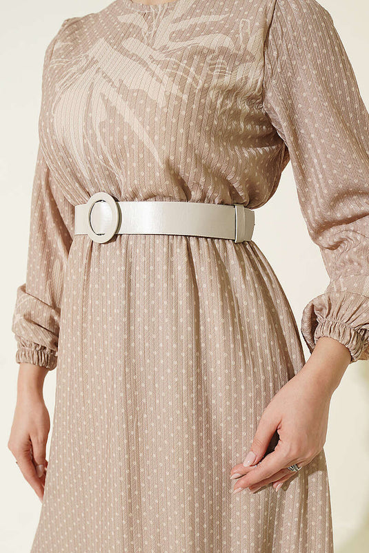 Robe Beige À Pois Mini