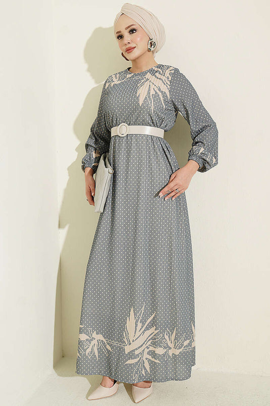 Robe Mini À Pois Grise