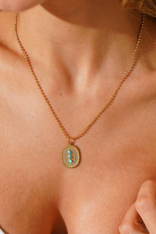 Mini Oval Necklace with Colorful Stones, Gold