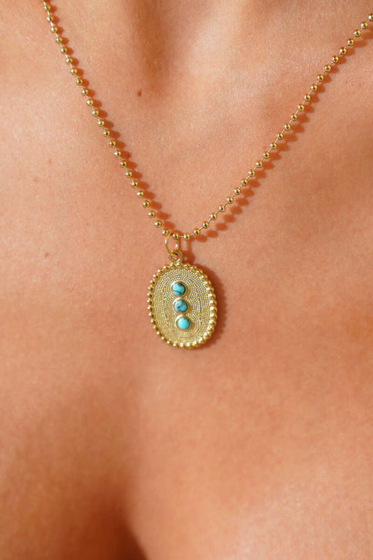 Mini Oval Necklace with Colorful Stones, Gold