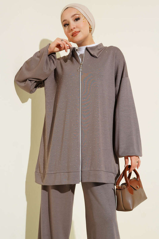 طقم من قطعتين من حجر المنك المرشوش الصغير