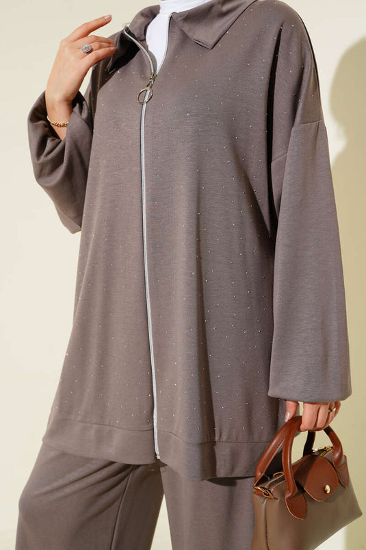 طقم من قطعتين من حجر المنك المرشوش الصغير