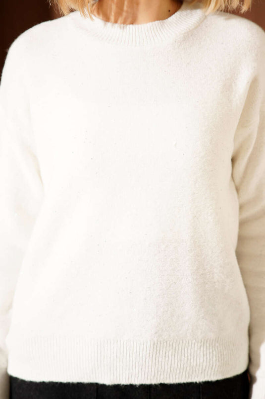 Mini Simli Triko Kazak Ekru