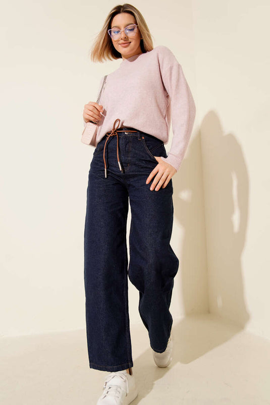 كنزة صوفية صغيرة لامعة وردية اللون